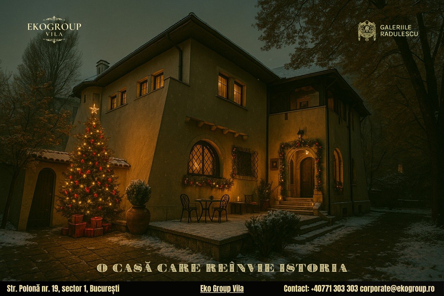 Poveste de Crăciun: Magia Crăciunului anilor ’30 la fosta Casă Tătărăscu, astăzi Eko Group Vila 1 Poveste de Crăciun: Magia Crăciunului anilor ’30 la fosta Casă Tătărăscu, astăzi Eko Group Vila